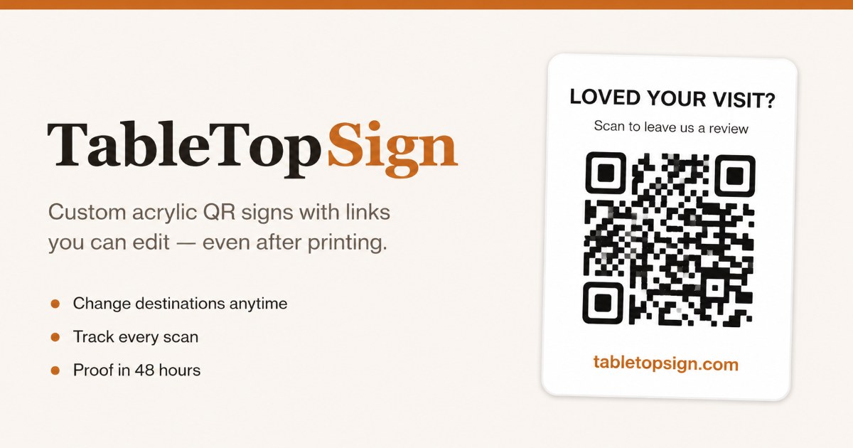 TableTopSign Smart QR Signs homepage